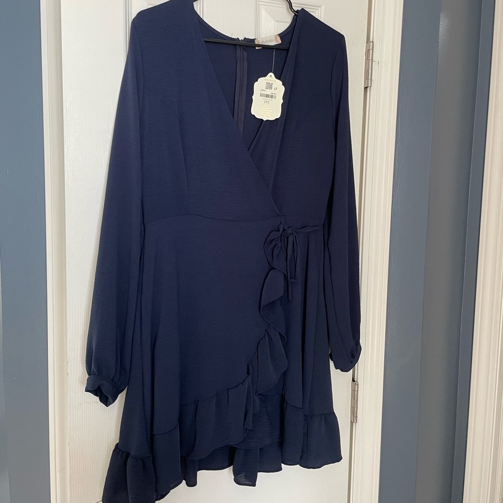 Blue Dress with side tie.